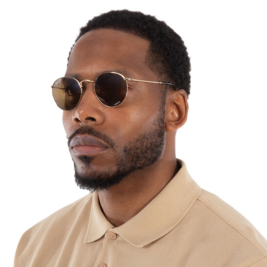 Ray-Ban Round Metal Chromance Silver/Brown Men's Sunglasses RB3447