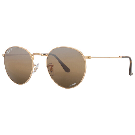 Ray-Ban Round Metal Chromance Silver/Brown Men's Sunglasses RB3447