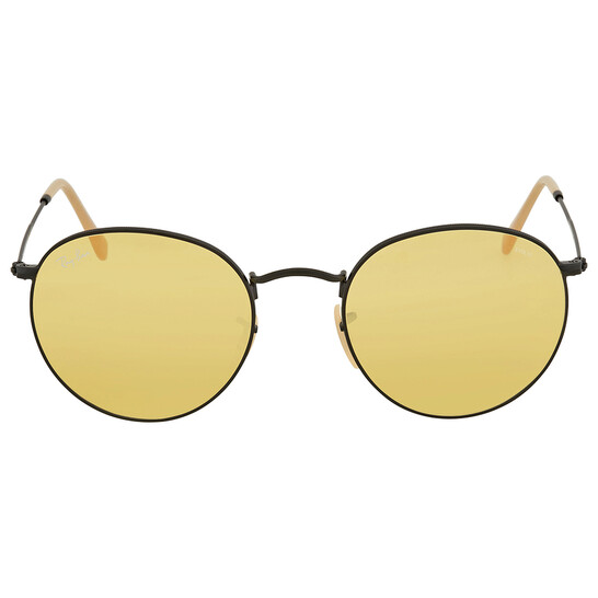 Ray-Ban Round Metal Yellow Photochromic Unisex Sunglasses RB3447
