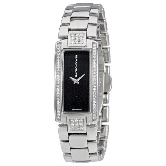 Raymond Weil Shine Black Dial Diamond Ladies Watch 1500-ST-22000
