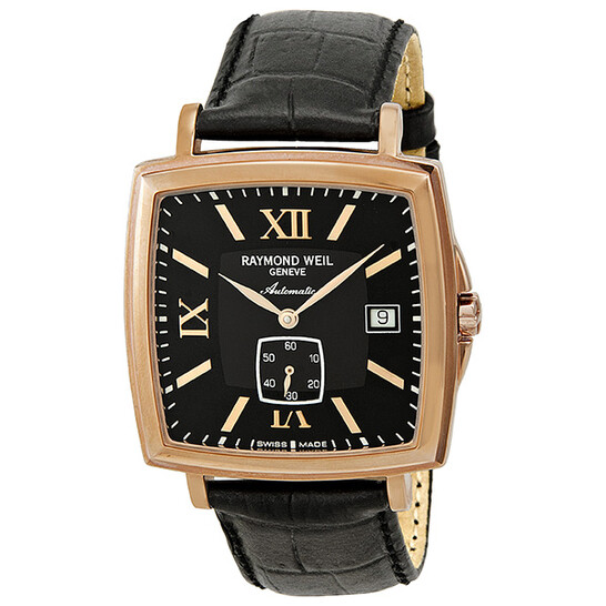Raymond Weil Tradition Automatic Black Dial 18 kt Rose Gold-Plated Men's  Watch 2836-PP-00207
