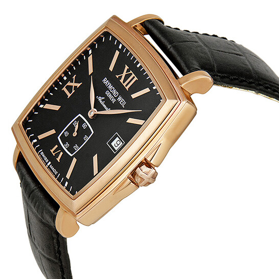 Raymond Weil Tradition Automatic Black Dial 18 kt Rose Gold-Plated Men's  Watch 2836-PP-00207
