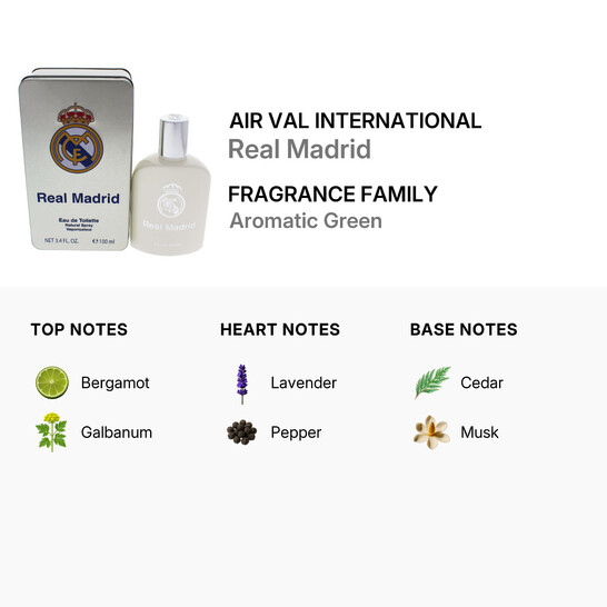 Real Madrid 香水 FC Real Madrid by Air-Val International, 3.4 oz EDT Spray for Men