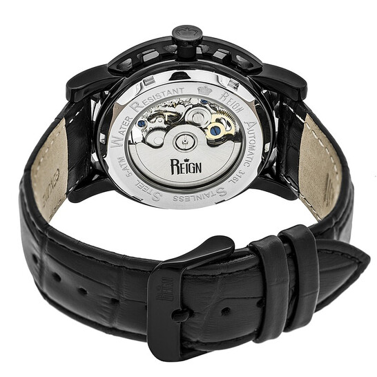 Reign Stavros Black Skeleton Dial Black Leather Men's Watch RN3705 - 546x546 Image #3