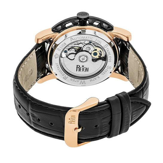 Reign Stavros Black Skeleton Dial Black Leather Men's Watch RN3706 - 546x546 Image #3