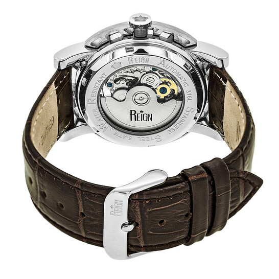Reign Stavros Black Skeleton Dial Brown Leather Men's Watch RN3701 - 546x546 Image #3
