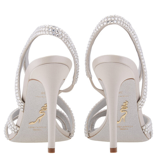 Rene Caovilla Lisa Silver Sandals, Brand Size 35 ( US Size 5