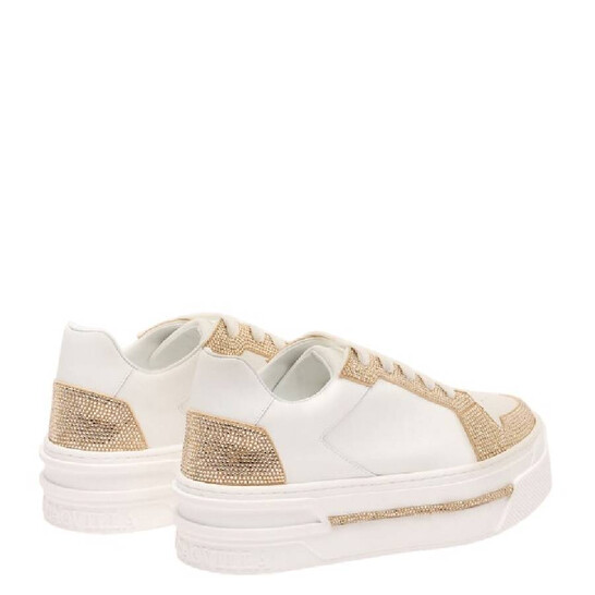 Rene Caovilla Xtra White-Gold Leather Sneaker, Brand Size 39 (US Size 9) - 546x546 Image #2