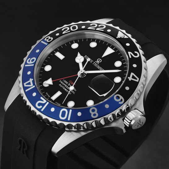 Revue Thommen GMT Diver Automatic Black Dial Batman Bezel Men's