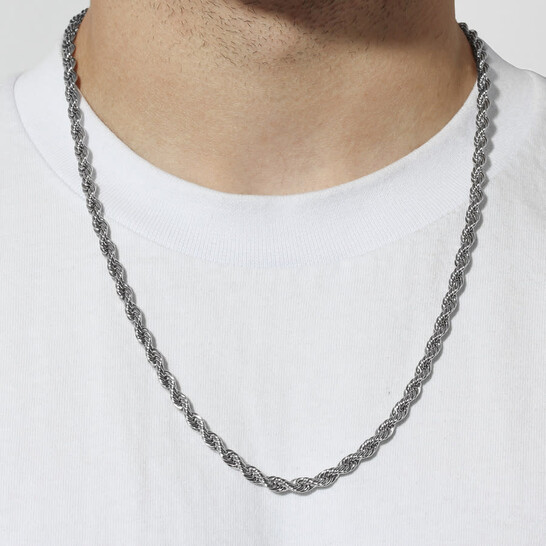 Robert Alton Men's Stainless Steel Rope Link Chain 4MM TS5324