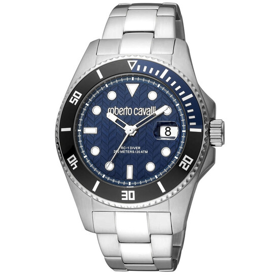 Roberto Cavalli Fashion Watch Quartz Blue Dial Men display picture 3