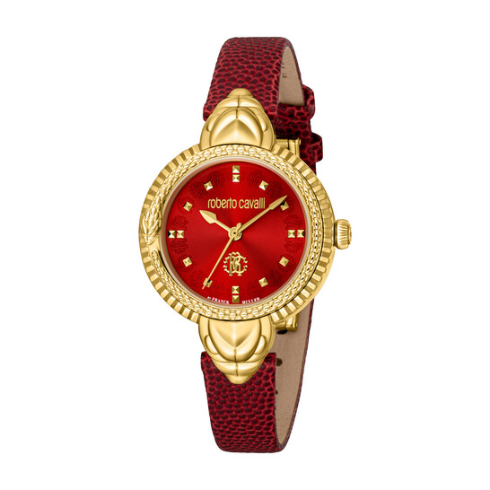 roberto cavalli レディース腕時計 Roberto Cavalli Fashion Watch Quartz Red Dial Ladies Watch