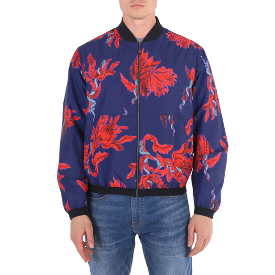 Roberto Cavalli Reversible Opium Snake Floral Bomber Jacket