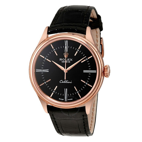 Rolex Cellini Black Dial 18 Carat Everose Gold Automatic Men's