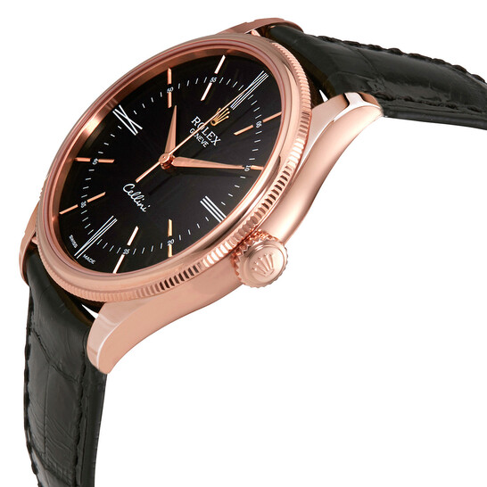 Rolex Cellini Black Dial 18 Carat Everose Gold Automatic Men's