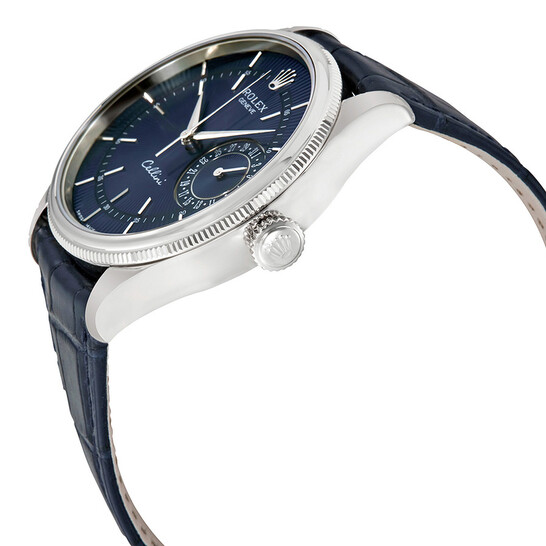 Rolex Cellini Blue Guilloche Dial Automatic Men's Leather