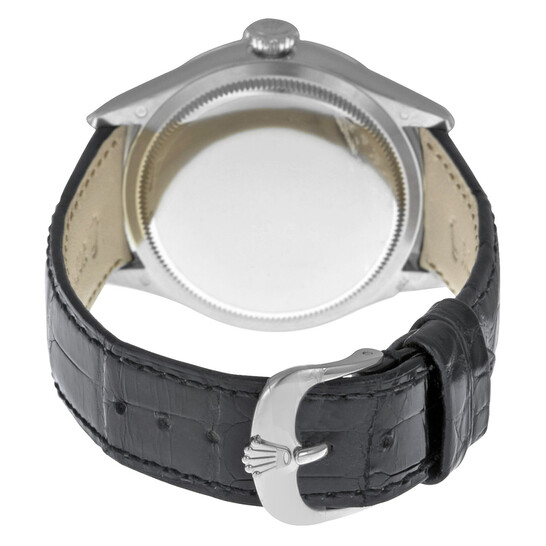 Rolex Cellini Dual Time Black Dial 18kt White Gold Men's