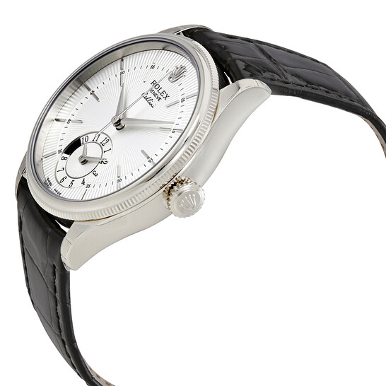 Rolex Cellini Dual Time Silver Dial 18K White Gold Men's