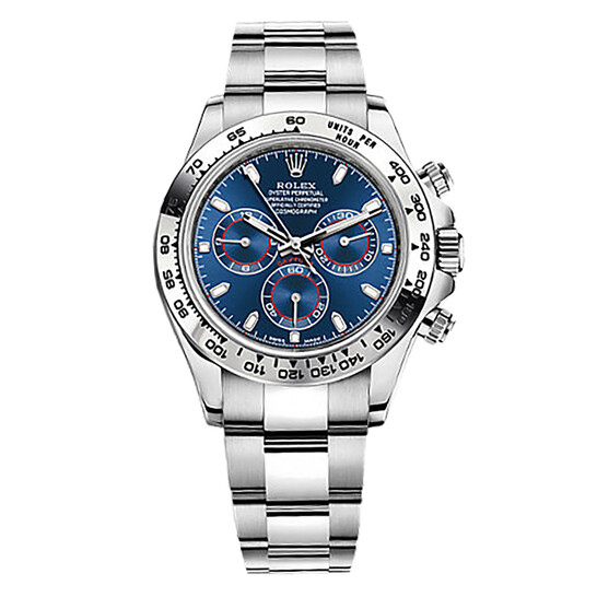Rolex Cosmograph Daytona Blue Dial 18K White Gold Oyster Men's