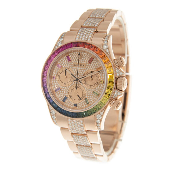 Rolex Cosmograph Daytona Chronograph Automatic Rainbow Pave Watch