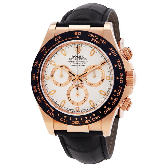 Rolex Cosmograph Daytona Ivory Dial Automatic Black Leather Men's Watch 116515ISL - 546x546
