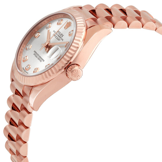 Rolex Datejust 31 Automatic 18kt Everose Gold Diamond Silver Dial