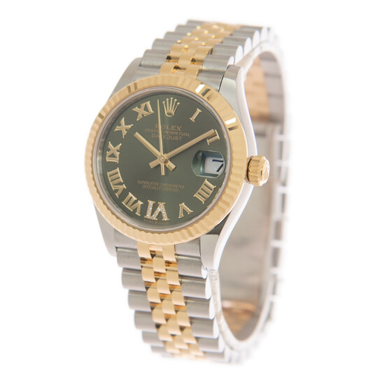 クル Rolex Datejust 31 Olive Green Diamond Dial Ladies Automatic Steel