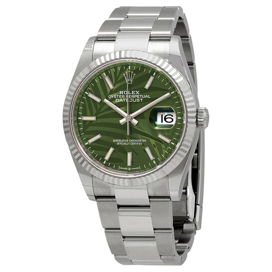 Rolex Datejust 36 Automatic Chronometer Green Palm Motif Watch