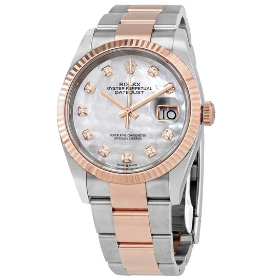 Rolex Datejust 36 Automatic Mother of Pearl Diamond Dial Men's Steel and 18kt Everose Gold Oyster Watch 126231MDO - 546x546