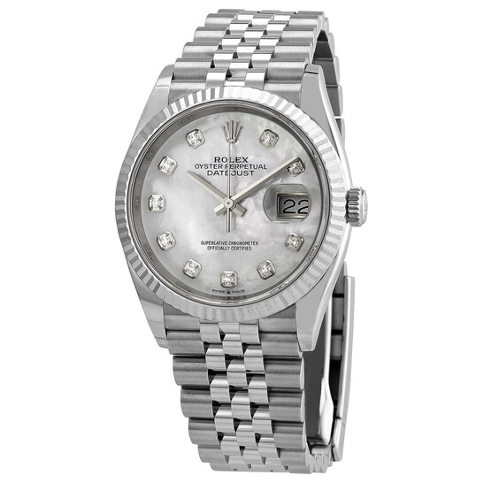 Rolex Datejust 36 Mother of Pearl Diamond Dial Ladies Jubilee Watch 126234MDJ - 546x546