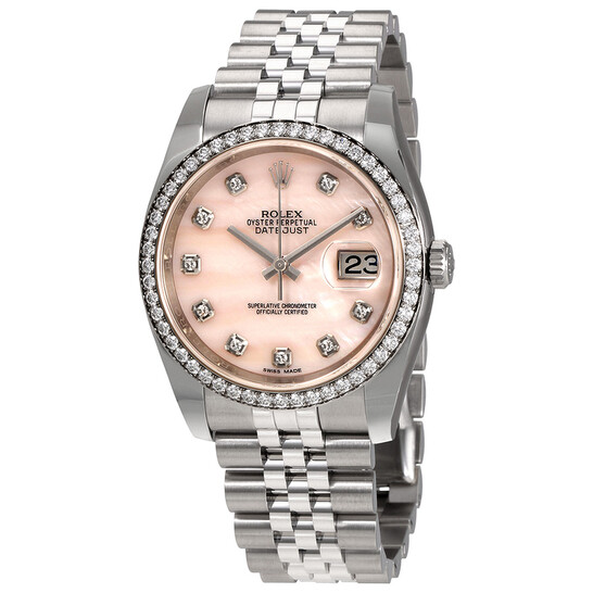 CONCORD STAINLESS and Pink MOTHER OF PEARL Watch DIAMOND FACE Women main image 3