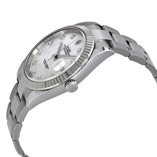 Rolex Datejust 41 Automatic White Mother of Pearl Diamond Dial Men's Watch 126334MDO - 546x546 Image #3