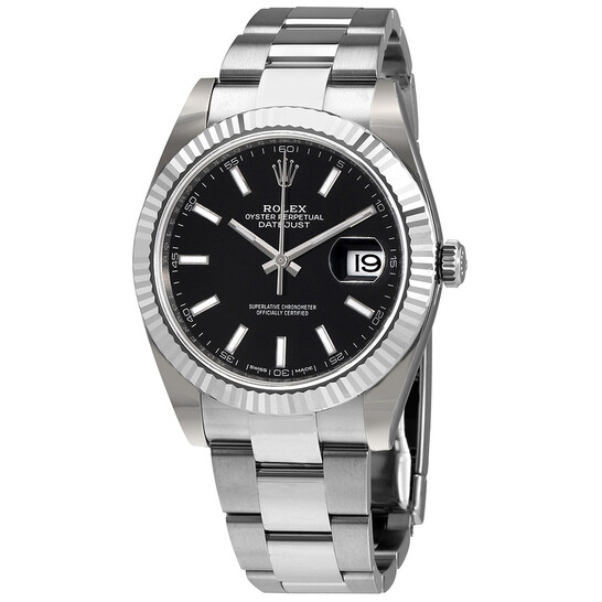 正真正銘 ROLEX Datejust ブラック ステンレス Rolex Datejust 41 Black Dial Stainless Steel Automatic Men's