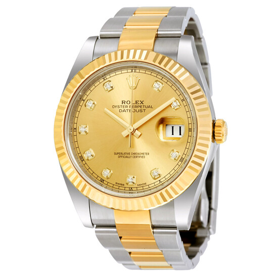 Rolex Datejust 41 Champagne Diamond Dial Steel and 18K Yellow Gold Oyster Men's Watch 12633CDO Rolex Datejust 41 Champagne Diamond Dial Steel and 18K Yellow Gold Oyster Men's Watch 12633CDO - 546x546