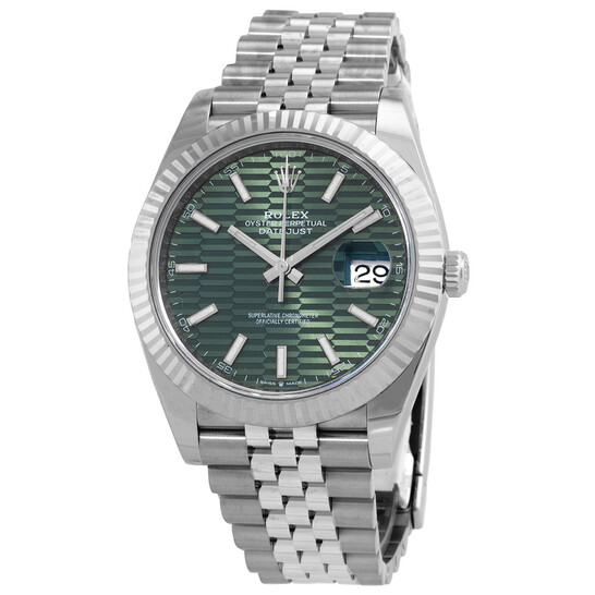Rolex Datejust 41 Mint Green Fluted Dial Automatic Men's Steel and