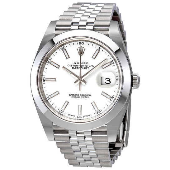 Rolex Datejust 41 White Dial Stainless Steel Jubilee Men's Watch