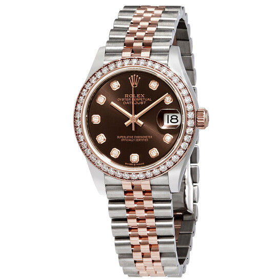 Rolex Datejust Chocolate Dial Automatic Ladies Steel and Everose
