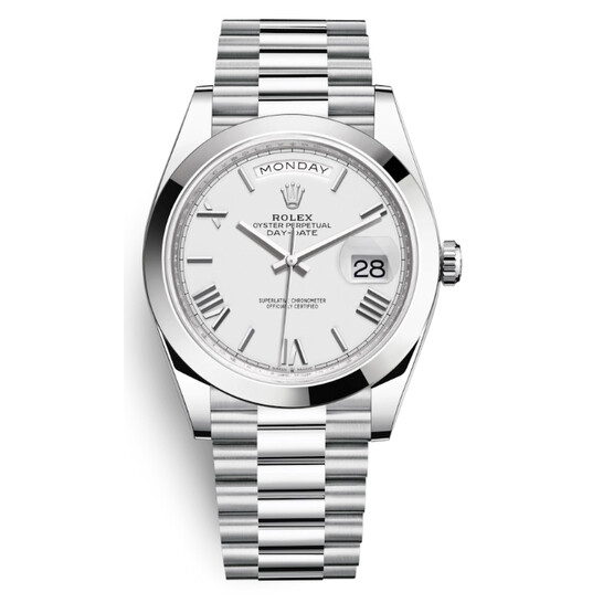 Rolex Day Date 40 White Dial Automatic Men's Platinum President
