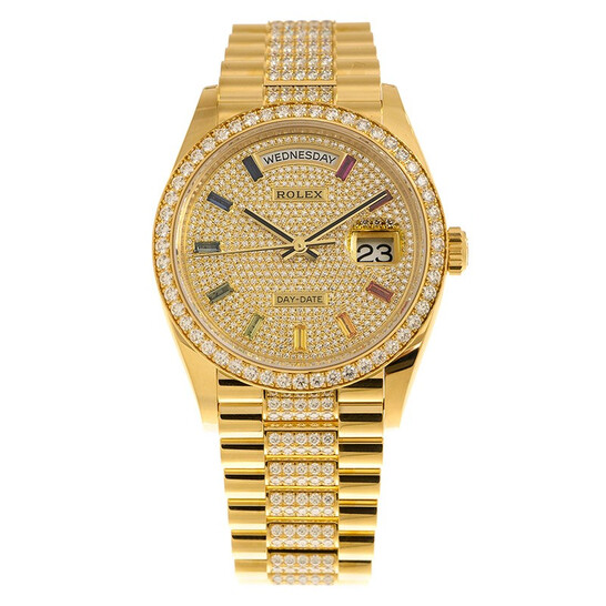Rolex Day-Date 36 Paved Dial 18kt Yellow Gold Diamond-Set