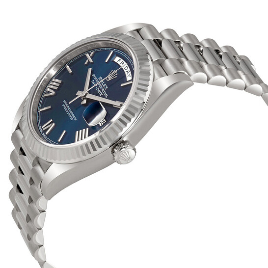 rolex day date 40 white gold blue dial