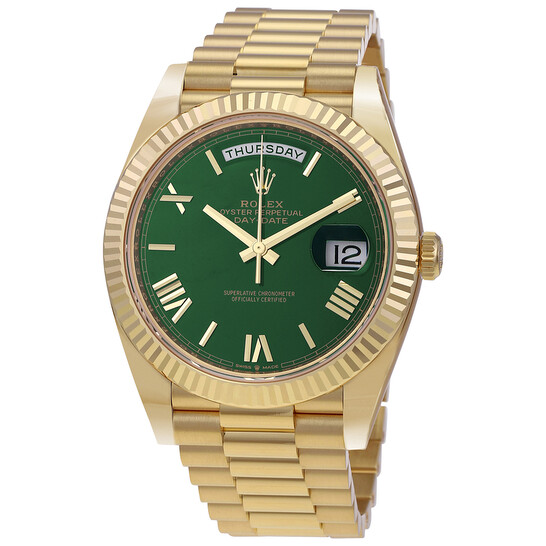 Rolex Day-Date 40 Green Dial Men's 18kt Yellow Gold Rolex