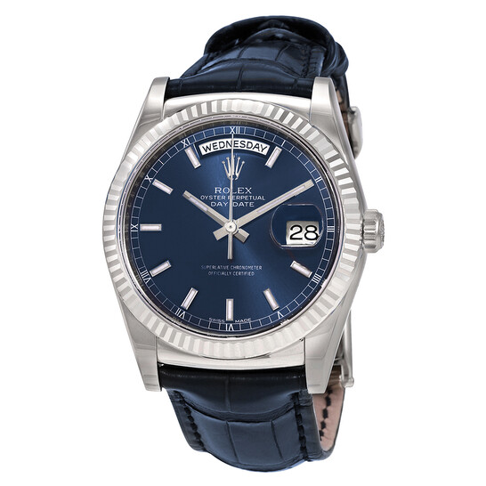 ロレ Rolex Day-Date Automatic Chronometer Blue Dial Men's Watch 118139