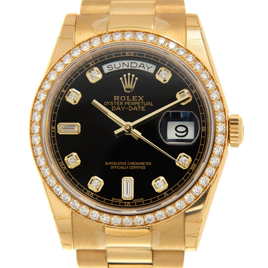 Rolex Day-Date Automatic Chronometer Diamond Black Dial Unisex
