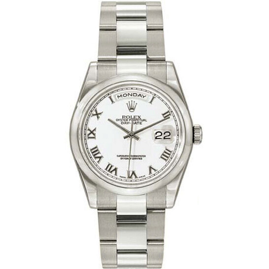 Rolex Day-Date White Dial 18K White Gold Oyster Bracelet