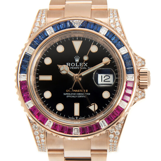 Rolex GMT-MASTER II Automatic Chronometer Diamond Black Dial Watch