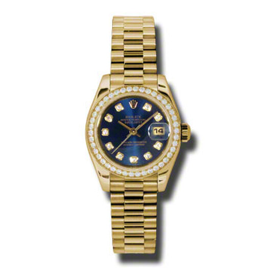 Lady-Datejust 26 Blue Dial 18K Yellow Gold President Automatic Ladies Watch
