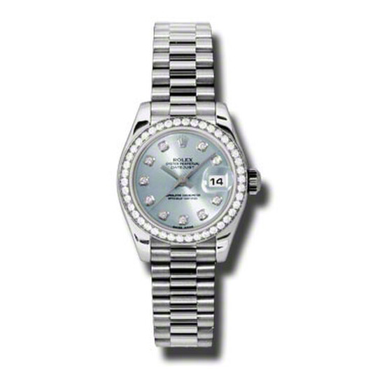 Rolex Lady-Datejust 26 Ice Blue Dial Platinum President Automatic