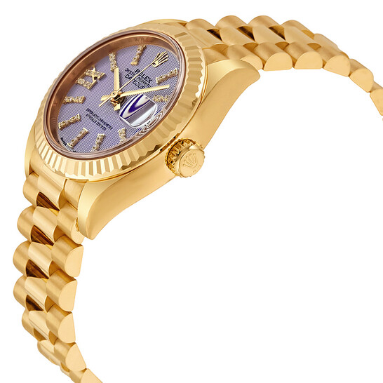 Rolex Lady-Datejust 28 Lilac Dial 18K Yellow Gold President Automatic Ladies Watch 279178LIRSDP - 546x546 Image #2