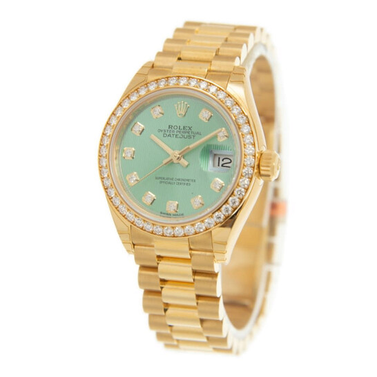 Rolex Lady-Datejust Mint Green Dial 18 Carat Yellow Gold President Watch 279138GNDP - 546x546 Image #4