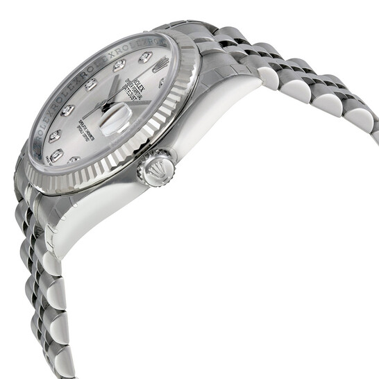 Rolex Oyster Perpetual 36 mm Silver With 10 Diamonds Dial